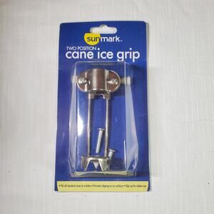 NEW Sunmark Cane Ice Grip Universal Two Position Anti Slip Stainless Flip Up 1ct